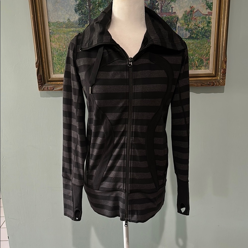 Lulu Lemon Black and Gray Striped Jacket